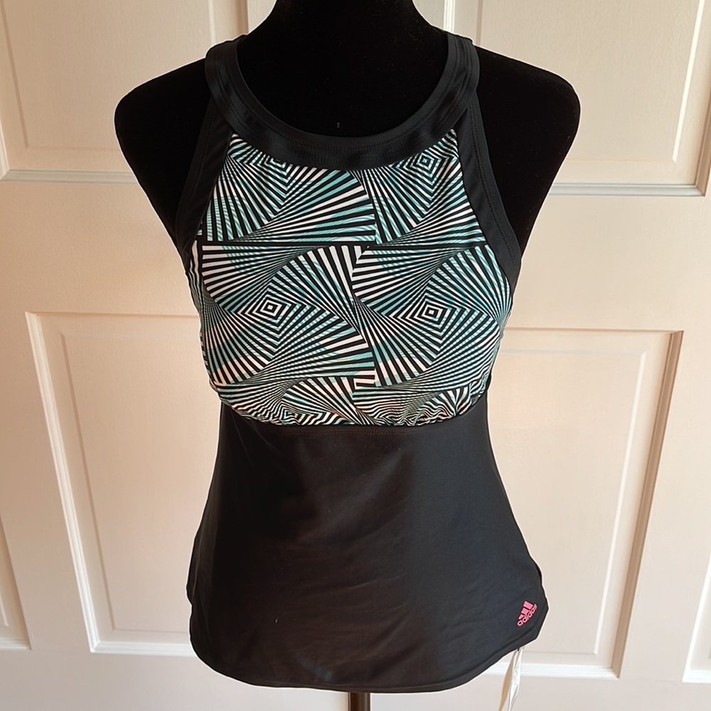 Adidas sports top in aqua pattern